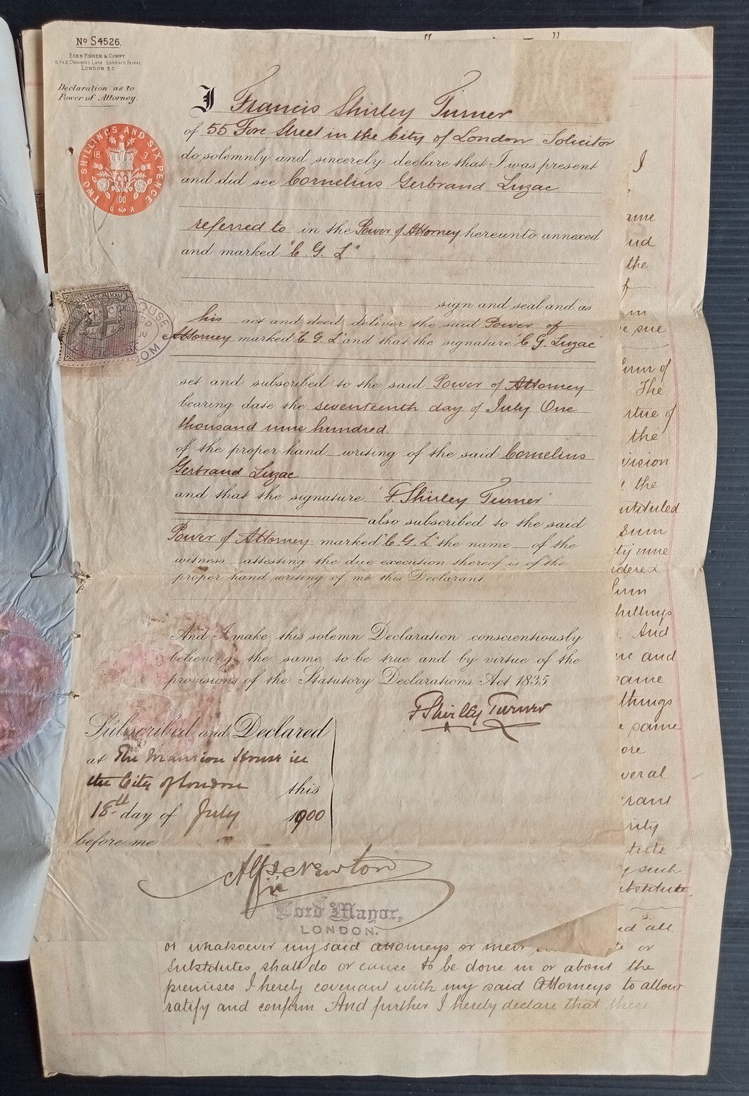 GB Mayors Court & Justice Room (2) & India QV SP Adh 5R on 1898 document zaz
