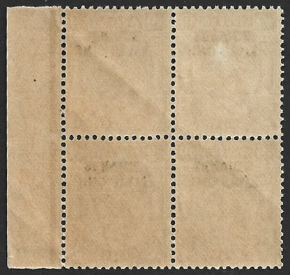 India Jind State KGV 1927-37 6a block of 4 with fancy gutter MNH. SG O55w £36