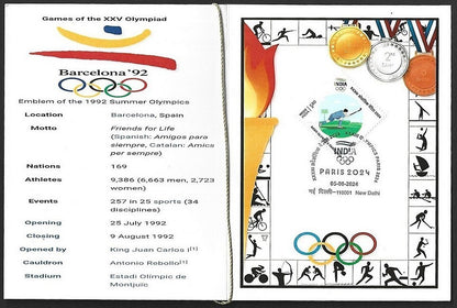 India 2024 Paris Olympics souvenir with 1988 Seoul, South Korea Olympics cachet