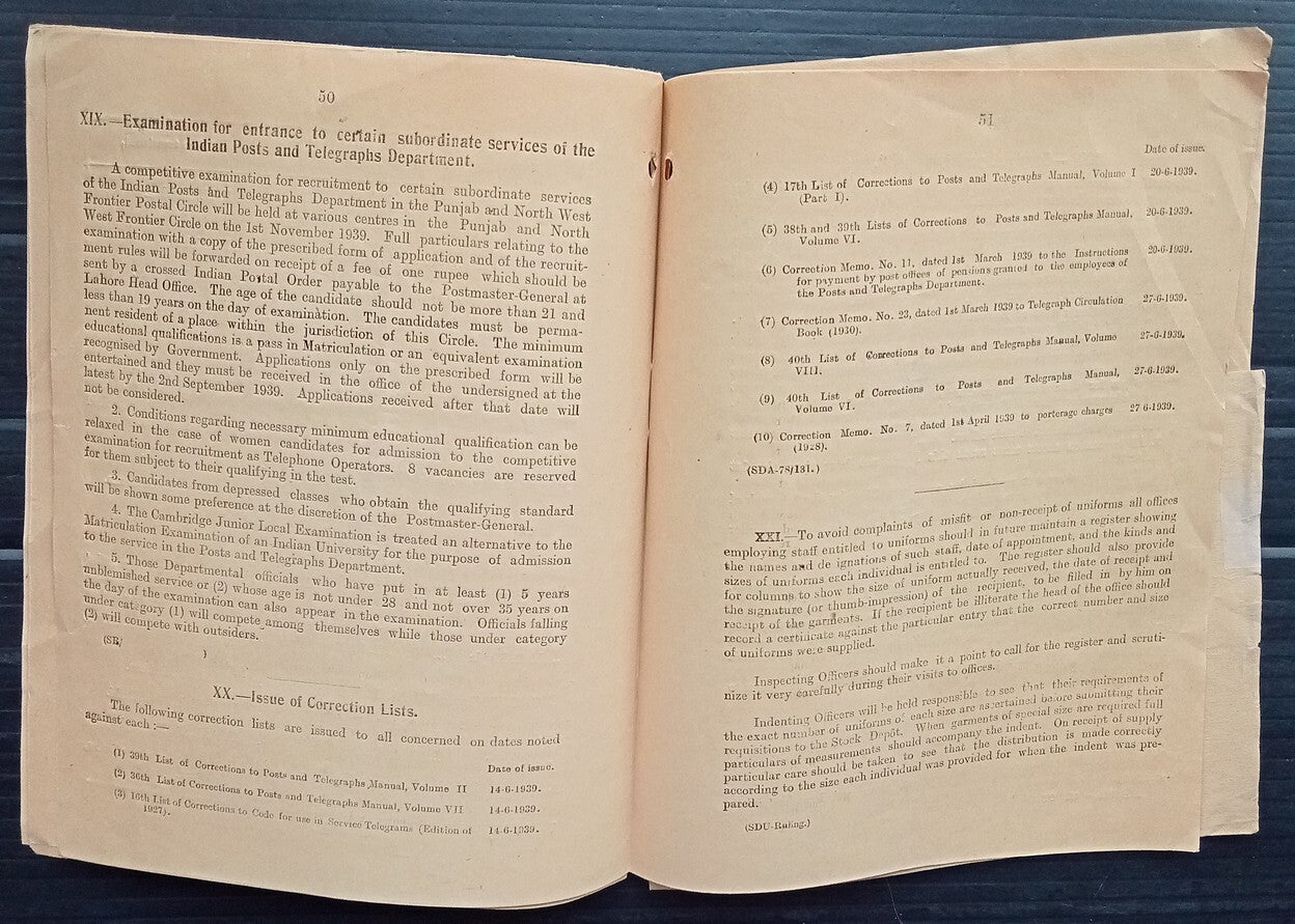 India 1939 POSTAL NOTICE several topics Interception of banned publications