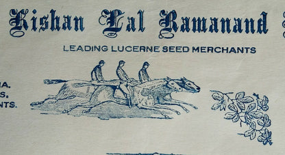 India 1937 Kishan Lal Ramanand Lucerne seed merchants pictorial Letterhead