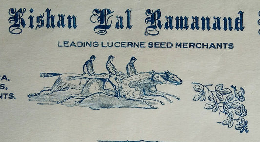 India 1937 Kishan Lal Ramanand Lucerne seed merchants pictorial Letterhead
