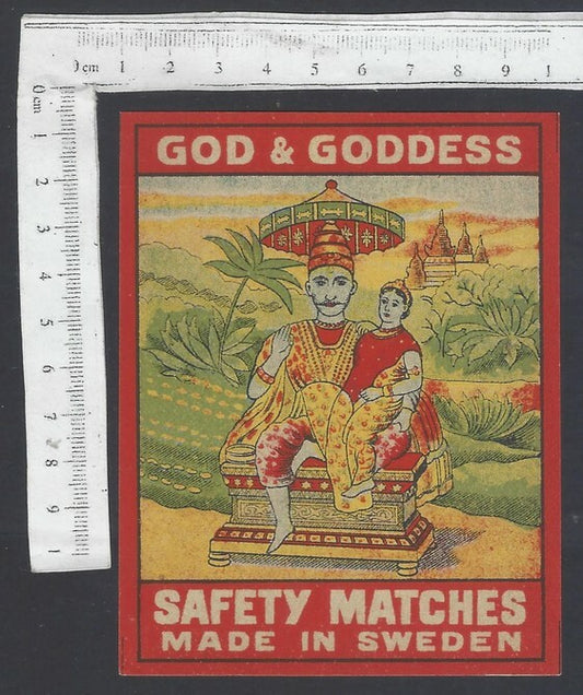 AOP India vintage packet size label God & Goddess (Shiv,Parvati) Made in Sweden