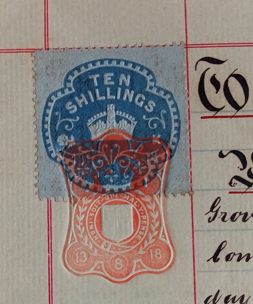 AOP GB India 1918-19 Power of Attorney with 10sh blue embossed revenue
