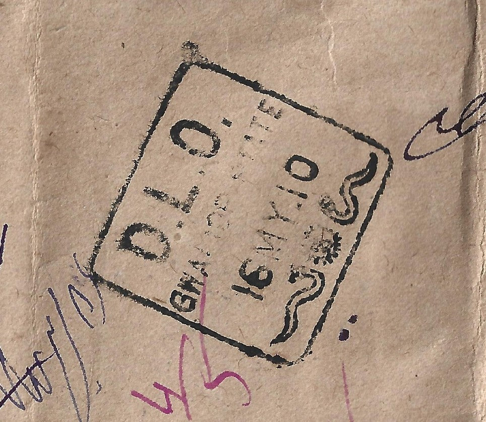 (AOP) India 1910 ambulance envelope with 2 diff GWALIOR STATE DLO hs