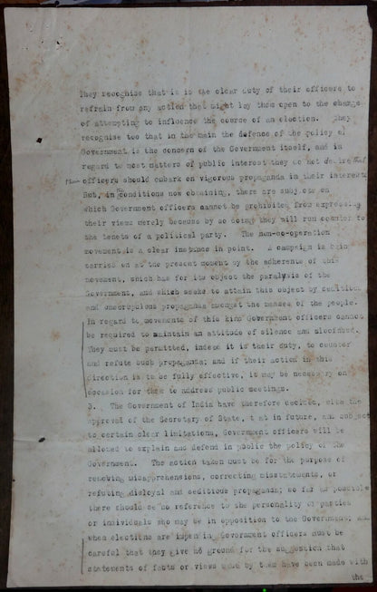 India 1930 set of Govt documents re: the CIVIL DISOBEDIENCE MOVEMENT
