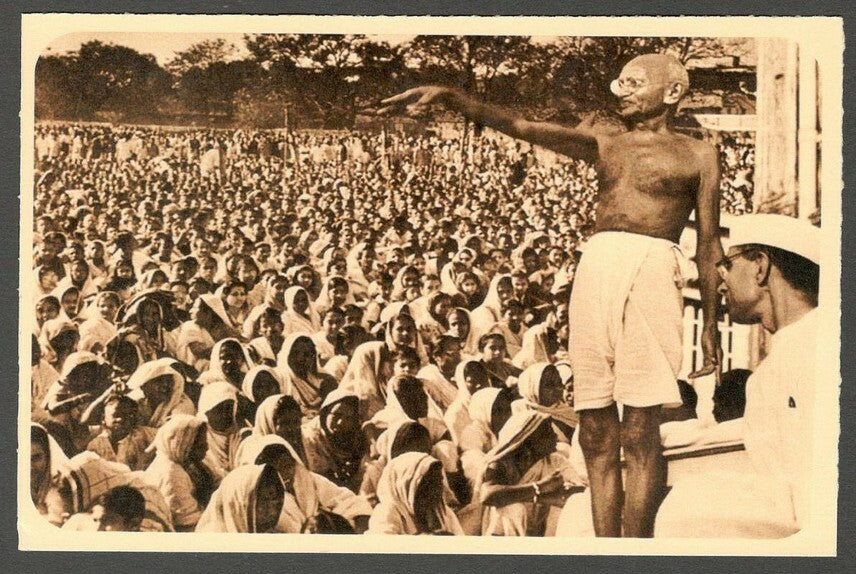 AOP India full back pictorial 50p Gandhi postal card GANDHI
