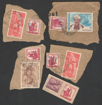 India 1971 Refugee Relief rubberstamp ovpts on pieces 19 pic LARGE COLLECTION