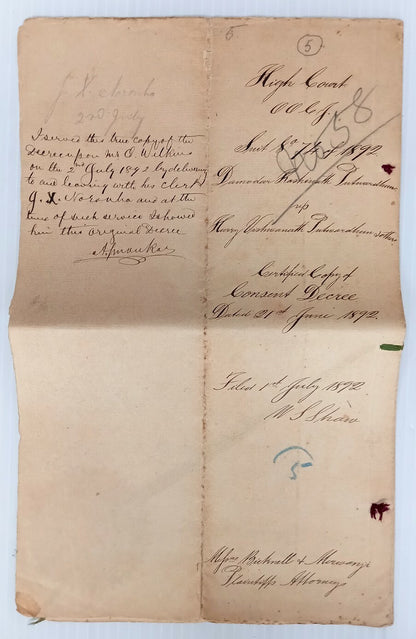 AOP India 1892 7 pages Consent Decree with QV Court Fee 4R