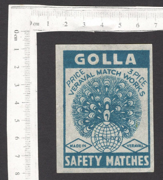 India 1940s matchbox label GOLLA  