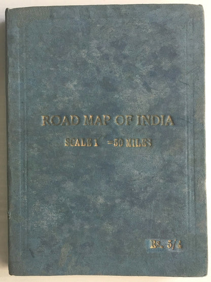 1945 ROAD MAP OF INDIA cloth backed folding map 32x43 inches