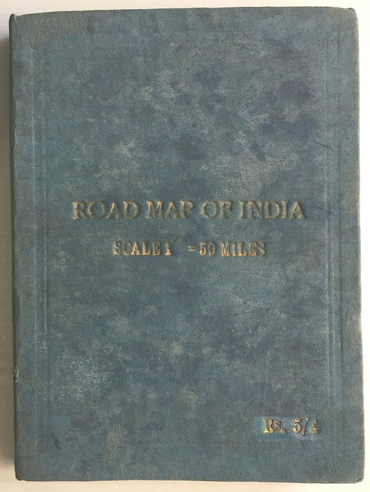 1945 ROAD MAP OF INDIA cloth backed folding map 32x43 inches