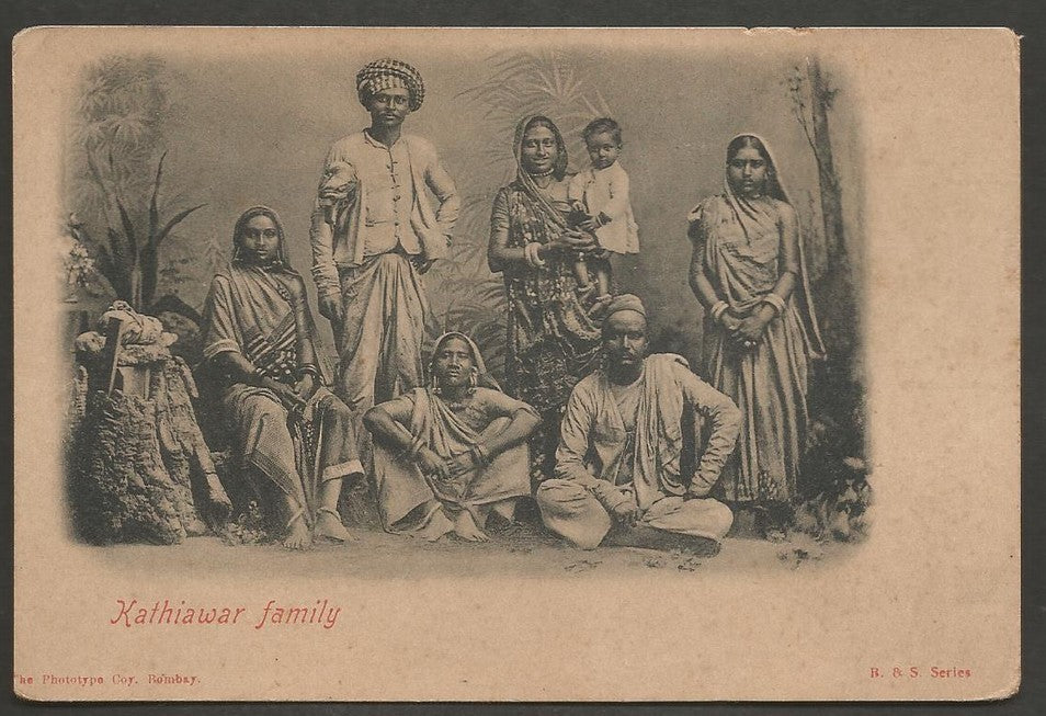 India vintage postcard KATHIAWAR FAMILY