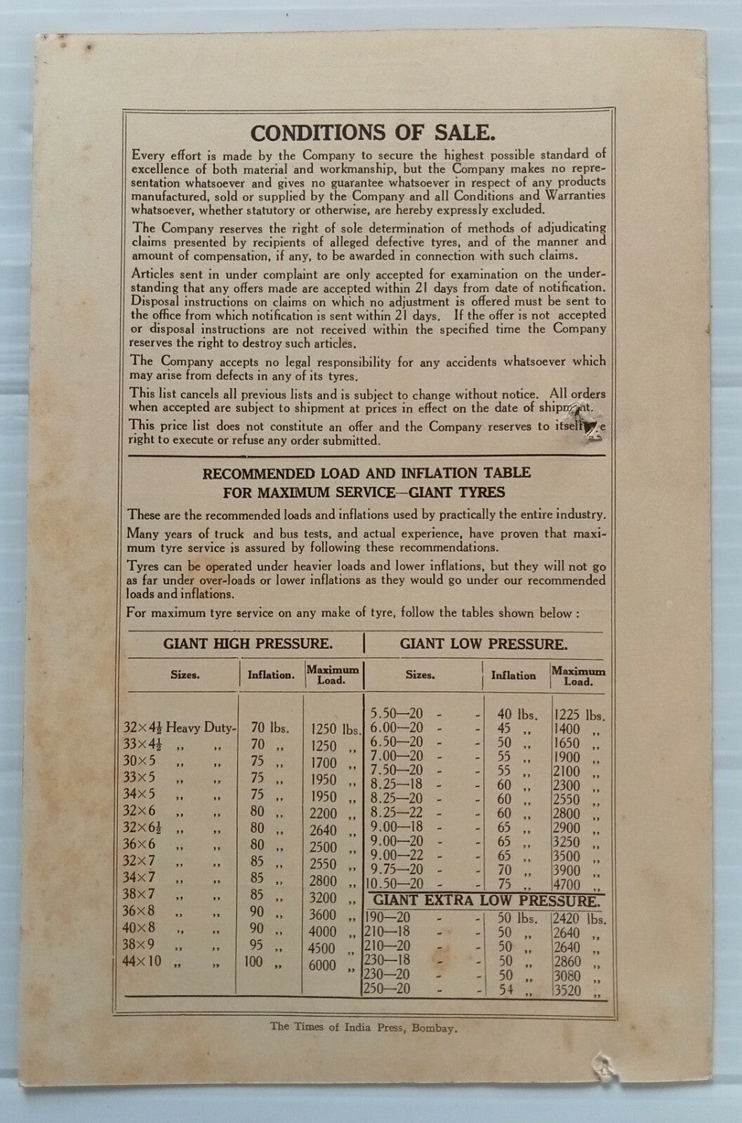 AOP india Feb 1935 GOODYEAR India Tyres Price List 