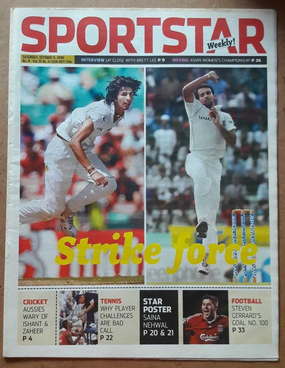India Sportstar 2008 CRICKET cover issues 10” X 13” (5)