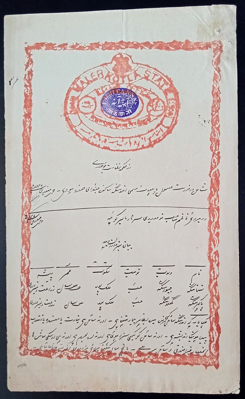 India MALER KOTLA State revenue stamp paper Type 30 8a brown red