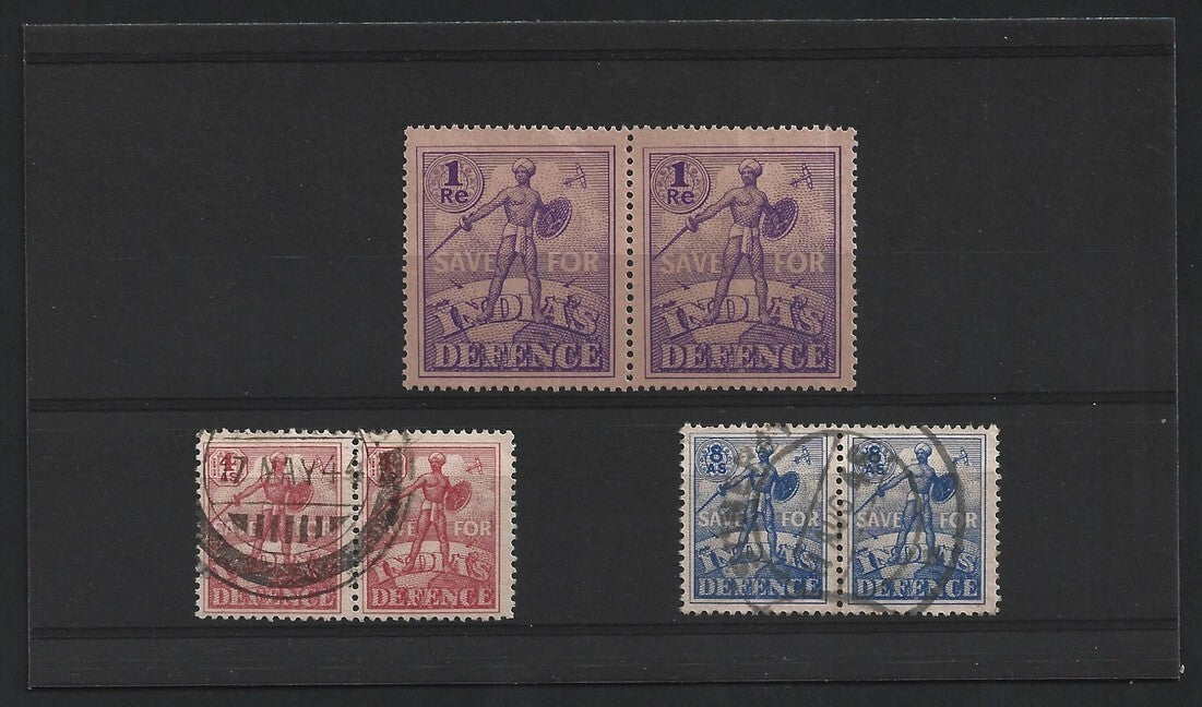 India WW2 SAVE FOR INDIA'S DEFENCE stamps set of 3 pairs