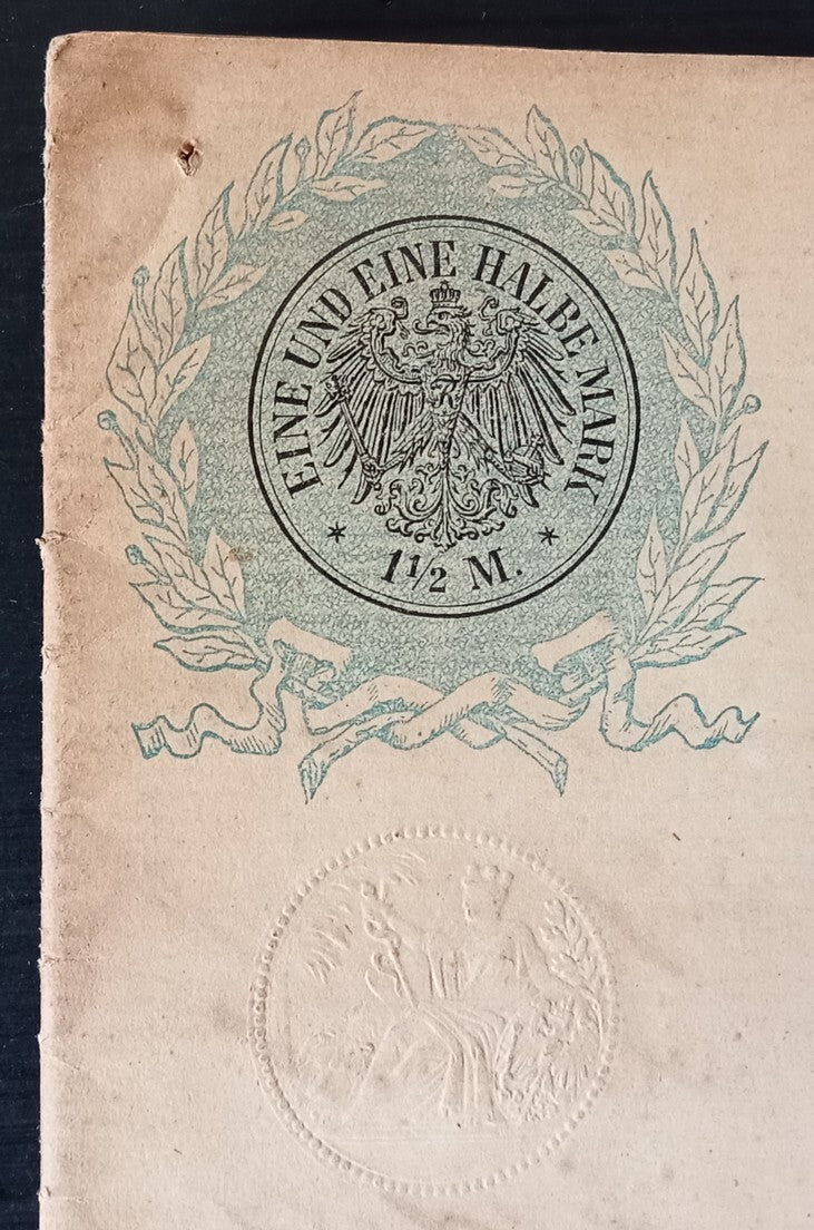 India QV 5R Special Adhesive revenue on 4 Germany stamp papers 1897 document zaz