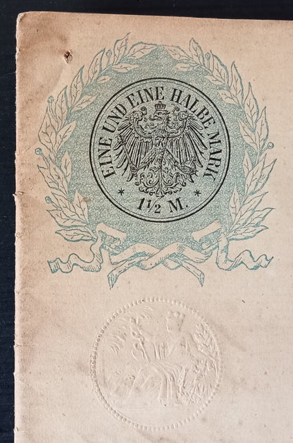 India QV 5R Special Adhesive revenue on 4 Germany stamp papers 1897 document zaz