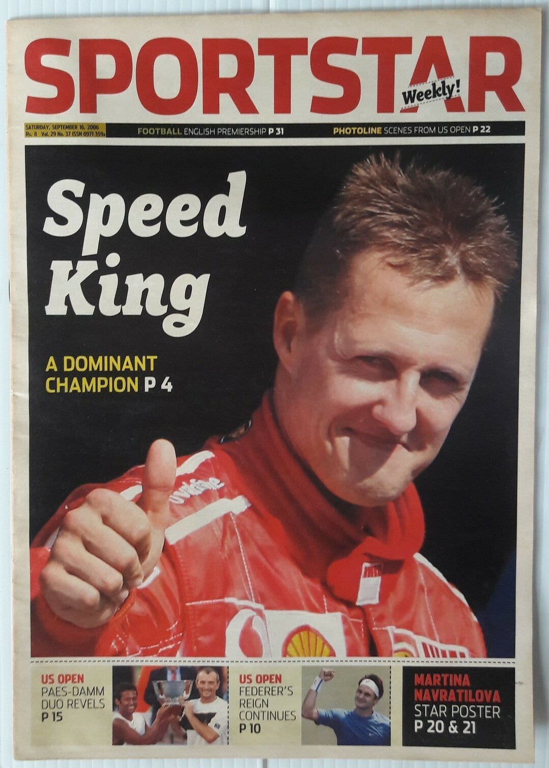 India Sportstar 2006-10 RACING cover issues 10” X 13” (5)