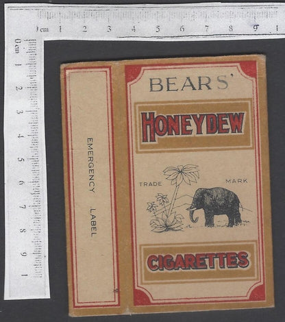AOP India vintage empty cigarette packet BEARS' HONEYDEW CIGARETTES