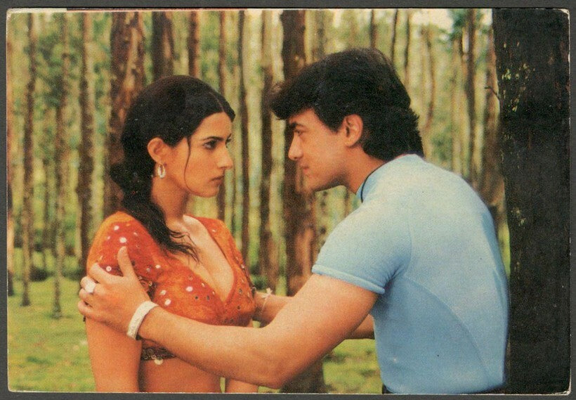AOP India Bollywood AMIR KHAN & TWINKLE KHANNA vintage postcard 