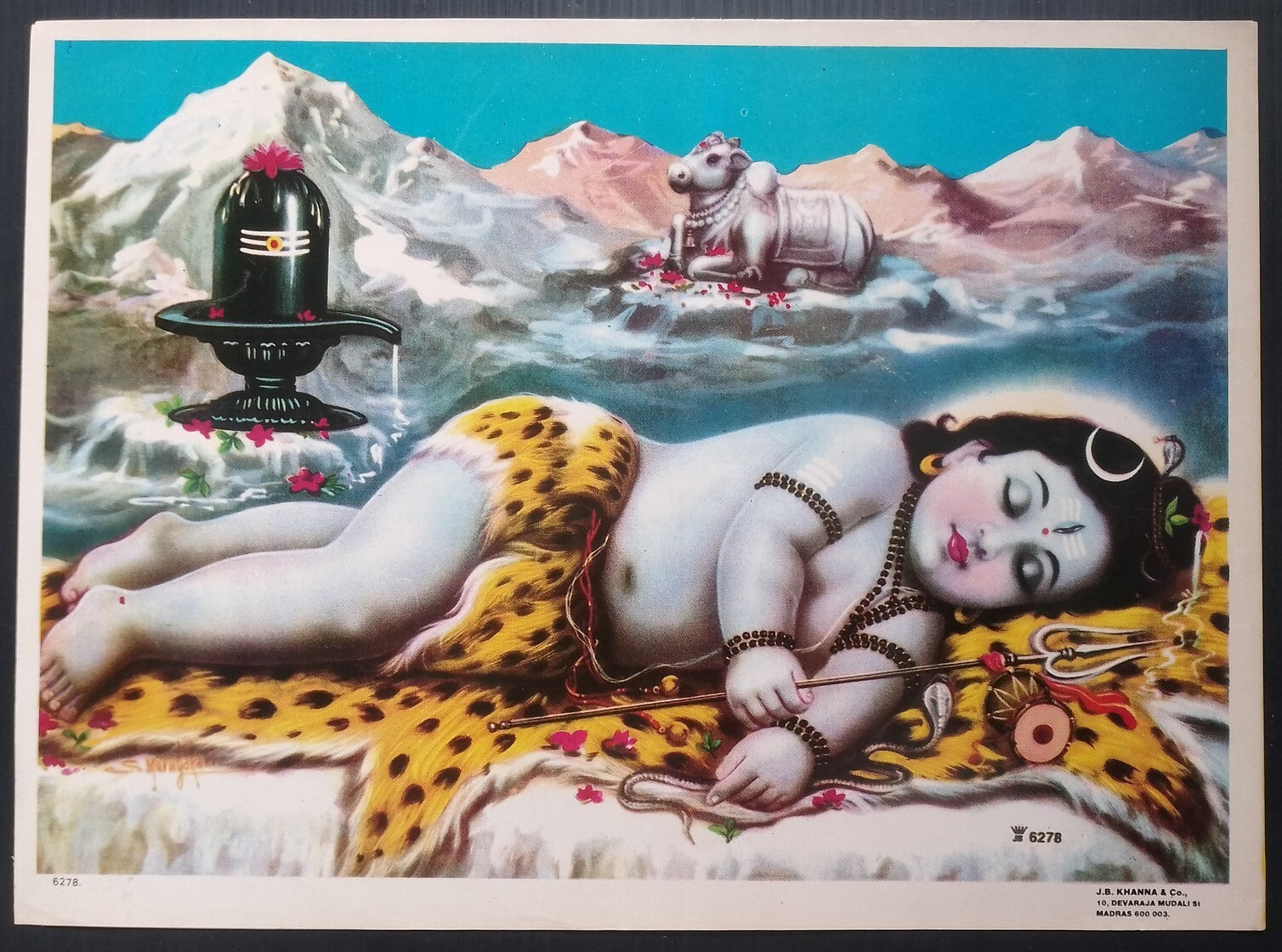 (AOP) India vintage poster BABY SHIVA by J.B. Khanna 9x13inches
