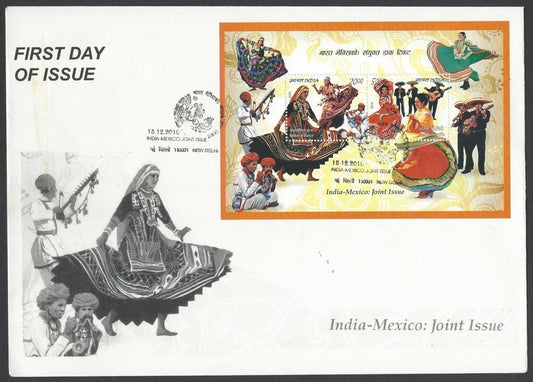 India 2010 India Mexico joint issue miniature sheet MS FDC
