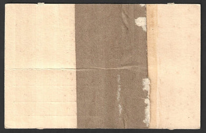 India 1950s 9p Trimurti postal card wi large tape repair STAMP PRINTED ON TAPE