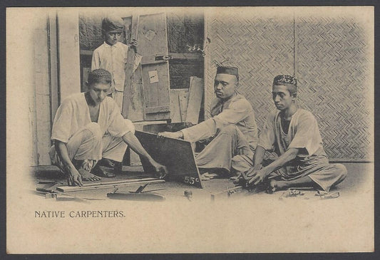 AOP India vintage UB postcard NATIVE CARPENTERS