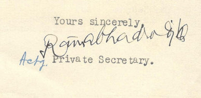 India 1943 crested letter PRIVATE SECRETARY / ALWAR signed