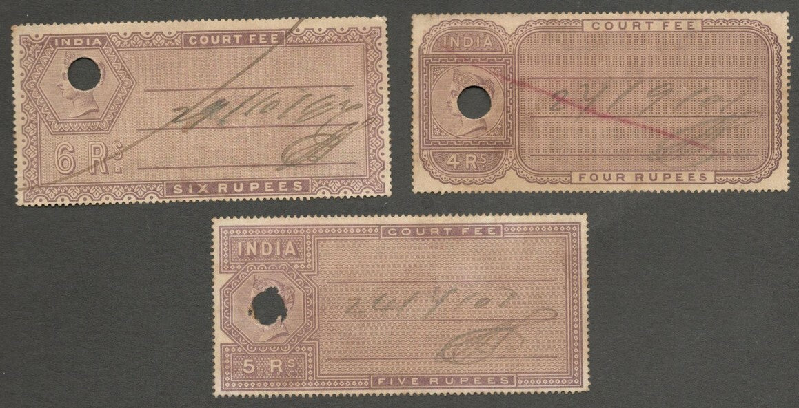 AOP India QV Queen Victoria Court Fees 4R, 5R & 6R used