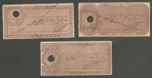 AOP India QV Queen Victoria Court Fees 4R, 5R & 6R used