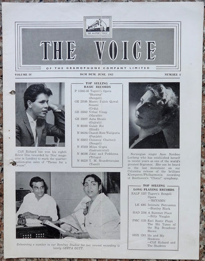 India THE VOICE June 1961 HMV Magazine - CLIFF RICHARD of Bombay