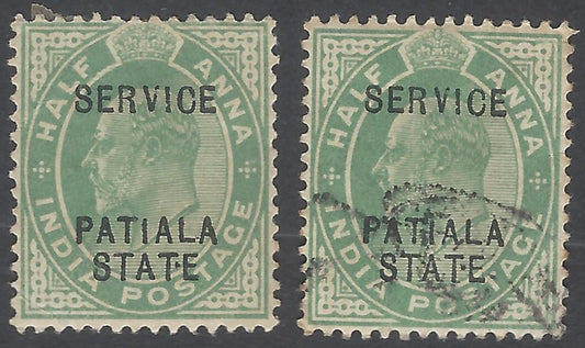 AOP India Patiala State KEdVII 1/2a with error STAT.E FOR STATE used x 2