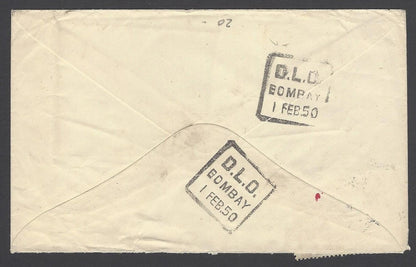 Nigeria 1949 UPU 1sh on cover to Indiana USA, nissent to India