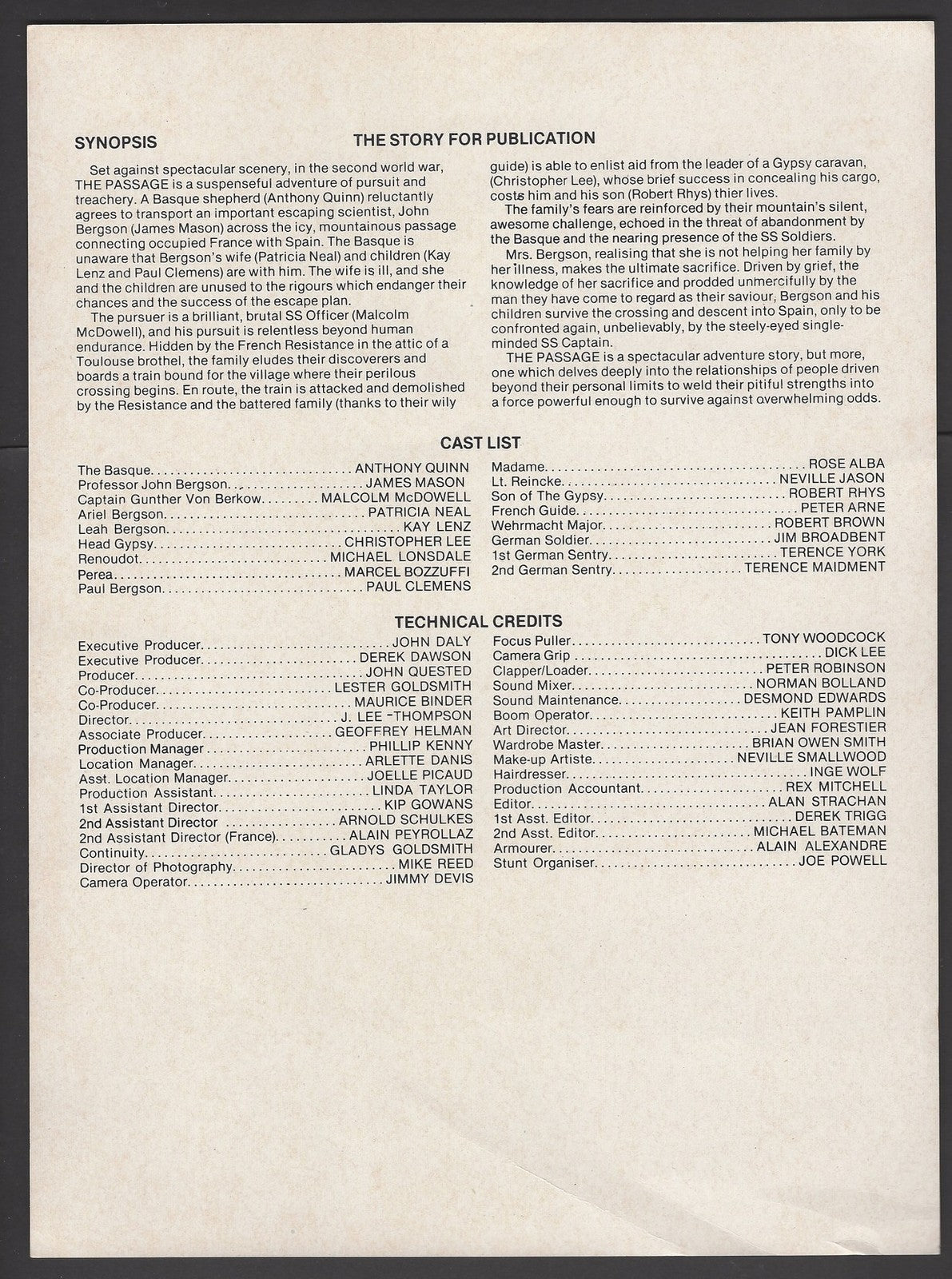 The Passage publicity card for India 1979