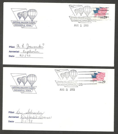 National Balloon Classic, Indianola 1993 covers signed by Pilots (10)