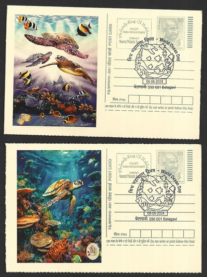 India 2024 World Ocean Day cards TORTOISE & FISH (10)