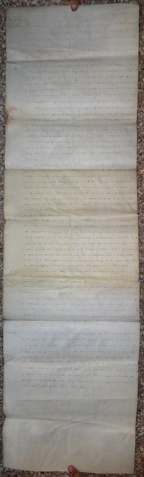 India 1906 parchment animal skin Court doc Charge of forging a promisory note Ӝ