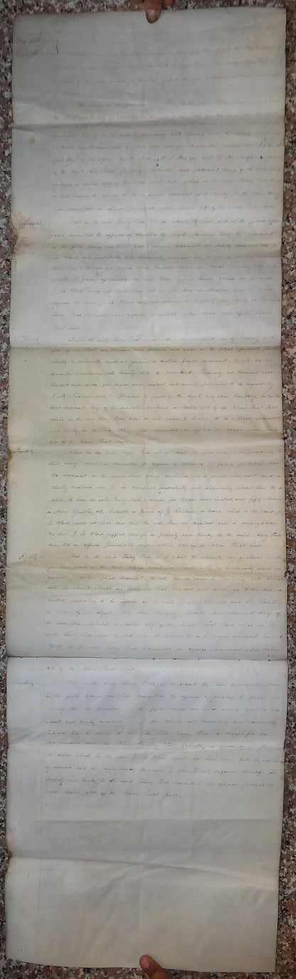 India 1906 parchment animal skin Court doc Charge of forging a promisory note Ӝ