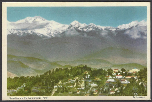 AOP India DARJEELING real photo postcard by D Mordecai KANCHENJUNGA RANGE