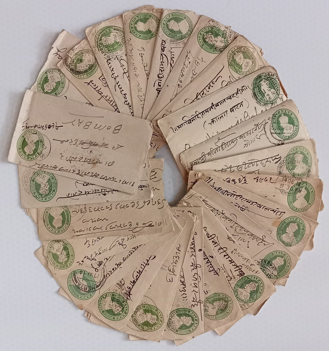 AOP India KGV 1/2a green envelopes x 100 selected for condition WHOLESALE