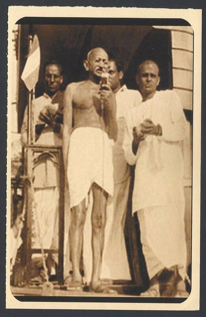 AOP India full back pictorial 50p Gandhi postal card GANDHI speeching