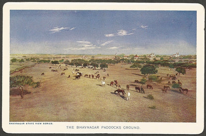 India Bhavnagar State 4.5" x 7" 1940s vintage view cards with State crests (5)