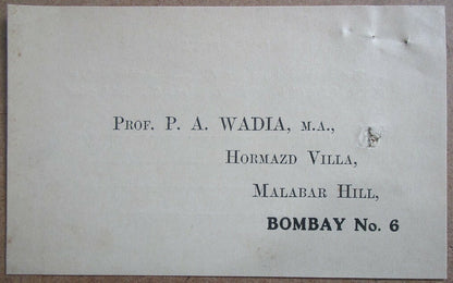 India 1926 letter signed author Pestonji Ardeshir Wadia + book ad