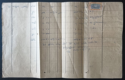 India Saurashtra 1949 1a on 1/2a x 7, etc. used fiscally on wage register page