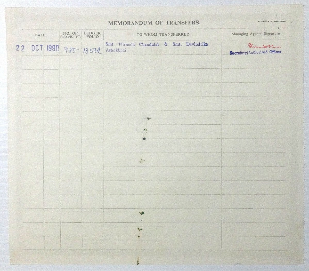 India 1967 Nutan Mills preference shares