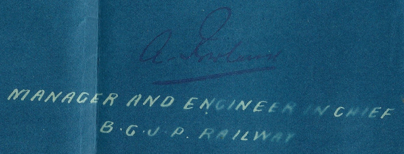 India 1899 Jetalsar Rajkot Railway signed LAND PLAN map blue print 20”x36” FAULT