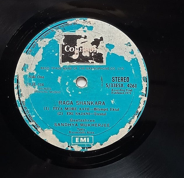 India Columbia 33rpm record - Classical Thumri by Sandhya Mukherjee